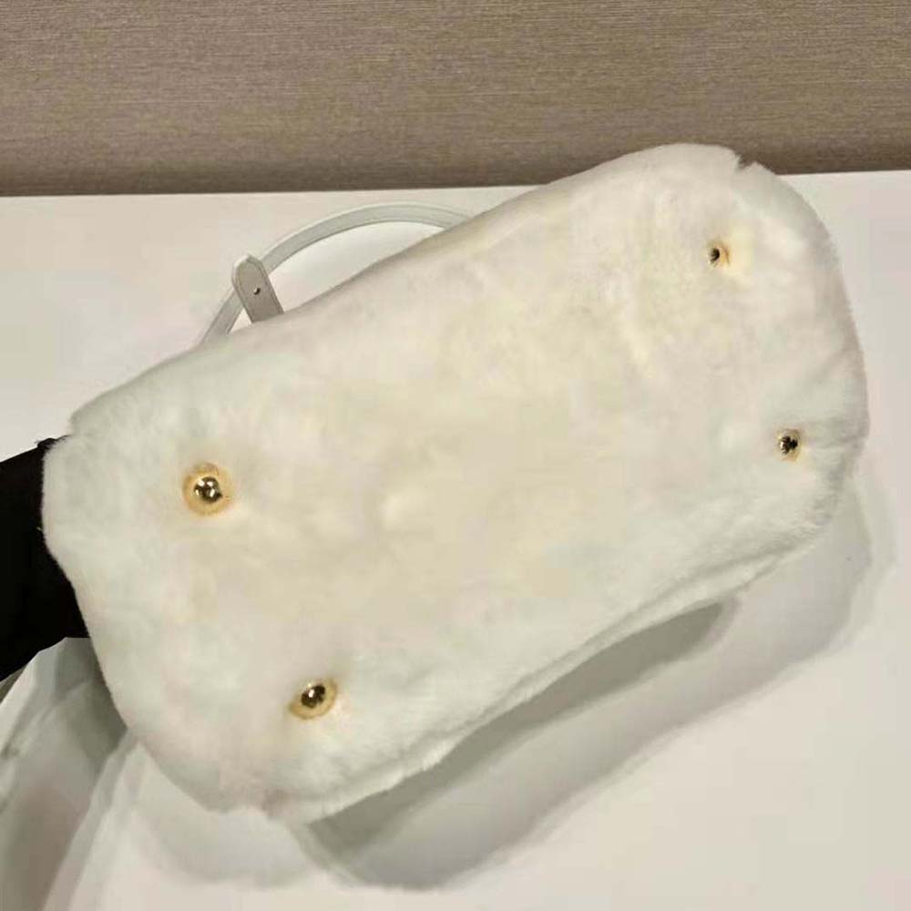 Prada Women Prada Galleria Shearling Mini-Bag-White - image 6