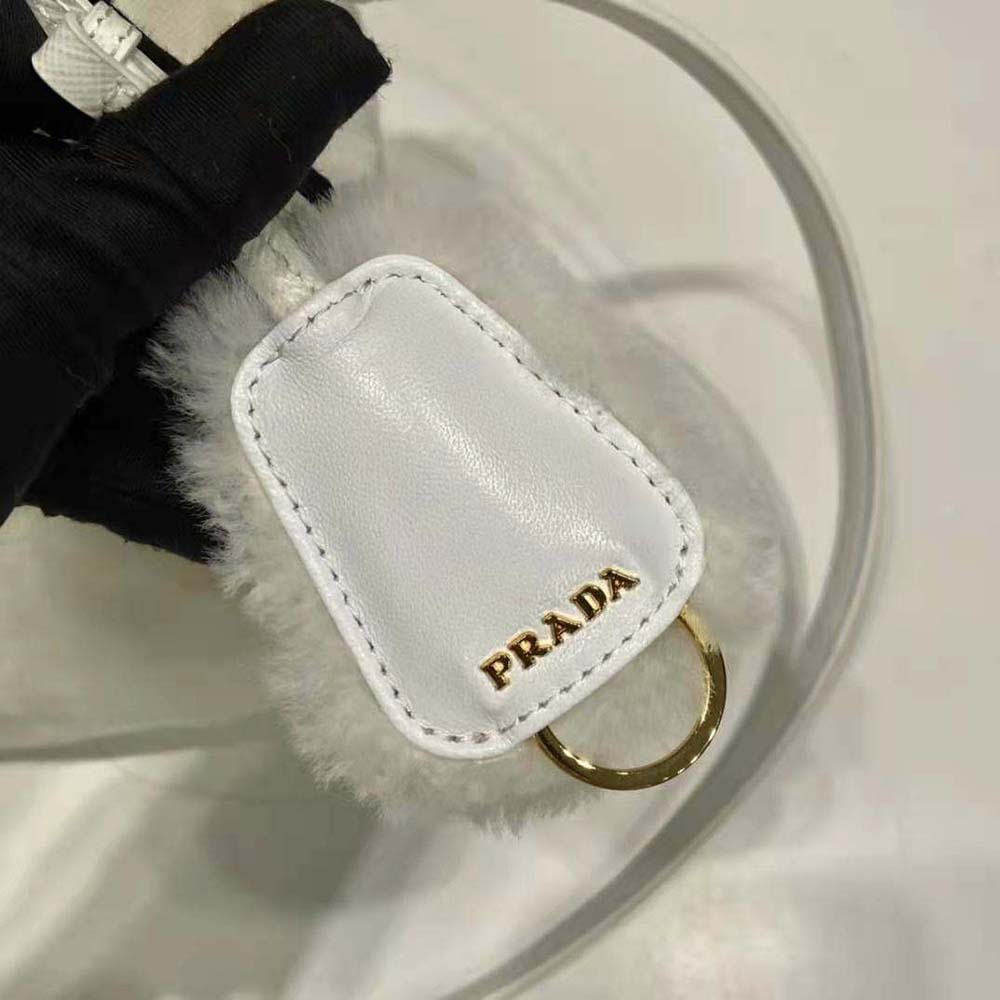 Prada Women Prada Galleria Shearling Mini-Bag-White - image 9