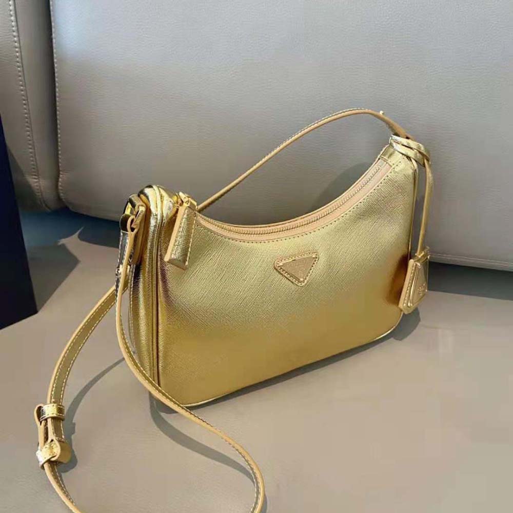 Prada Women Saffiano Leather Mini Bag-Gold - image 5
