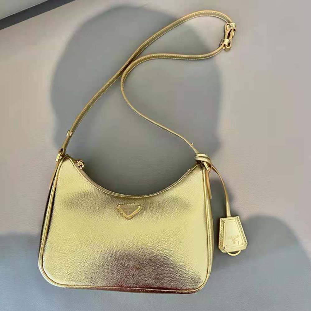 Prada Women Saffiano Leather Mini Bag-Gold - image 4