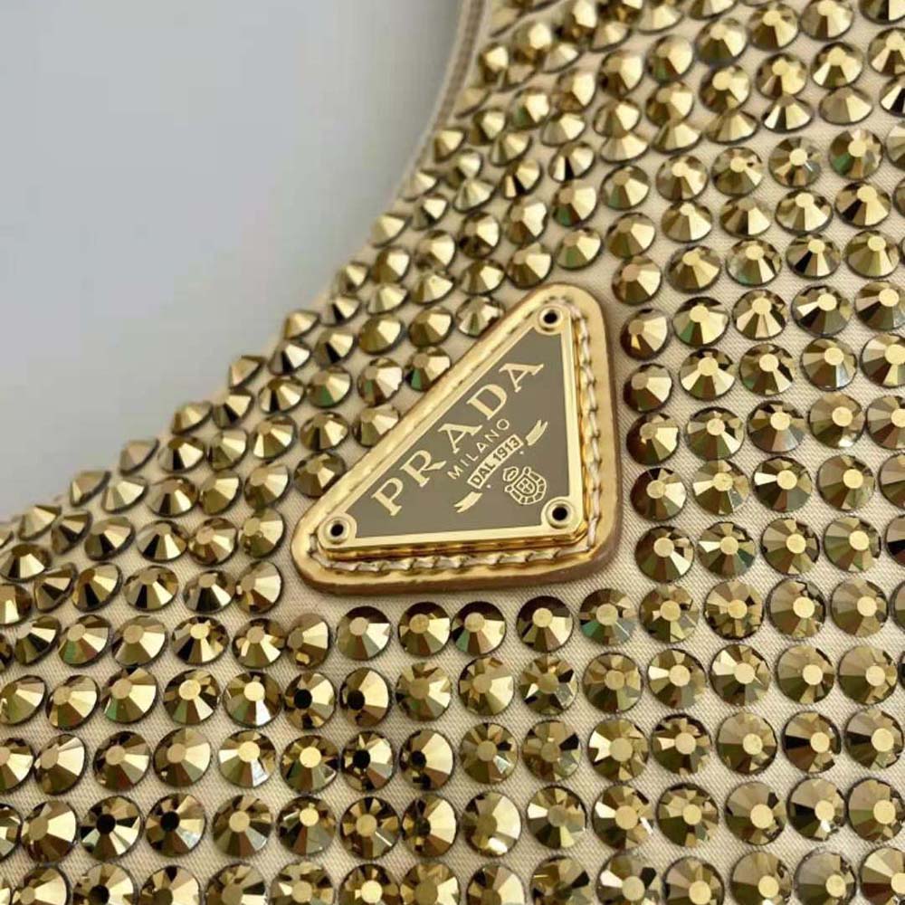 Prada Women Satin Mini-Bag with Crystals-Gold - image 7