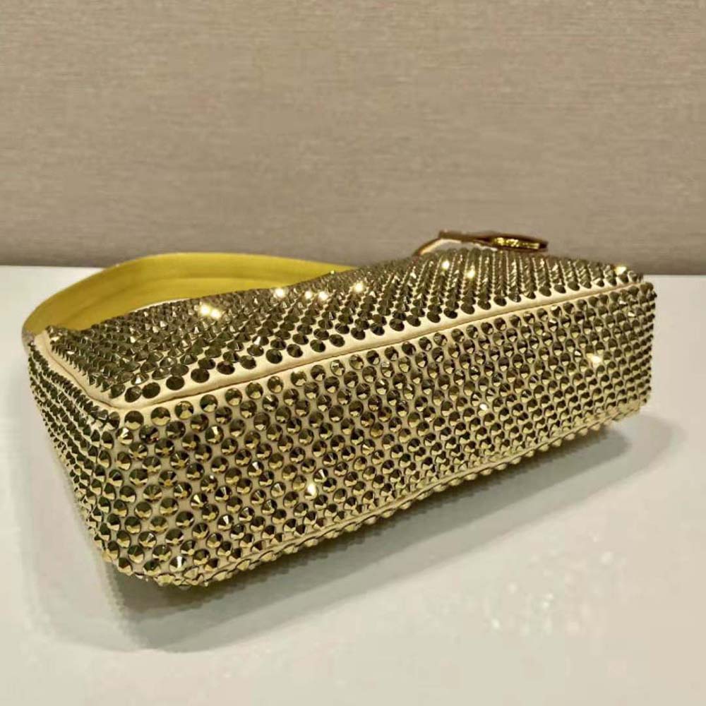 Prada Women Satin Mini-Bag with Crystals-Gold - image 6