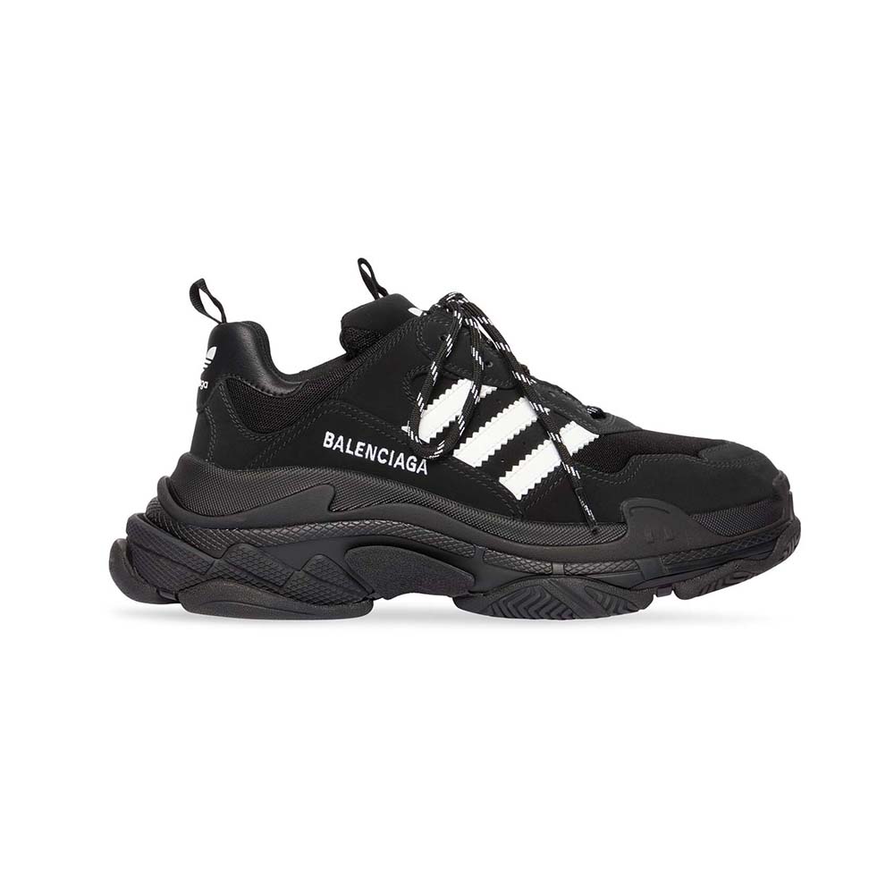 Side view of Balenciaga Unisex Balenciaga Adidas Triple S Sneaker in Black