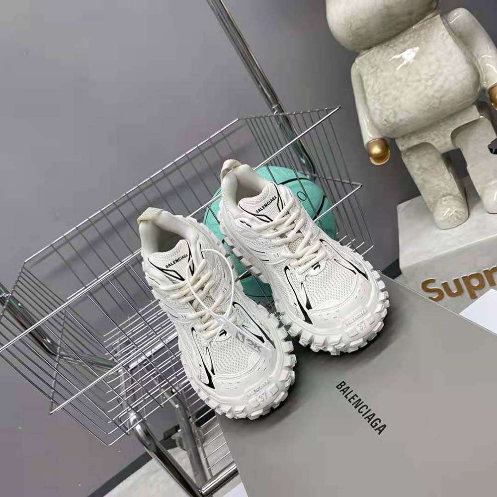 Top view showing tonal lace closure on Balenciaga Defender sneaker