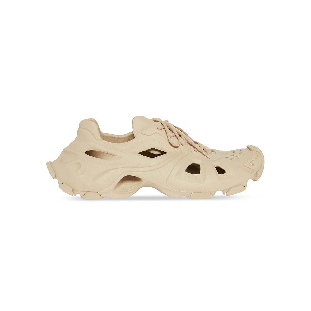 Side view of Balenciaga Unisex HD Lace-up Sneaker in Nude showing silhouette