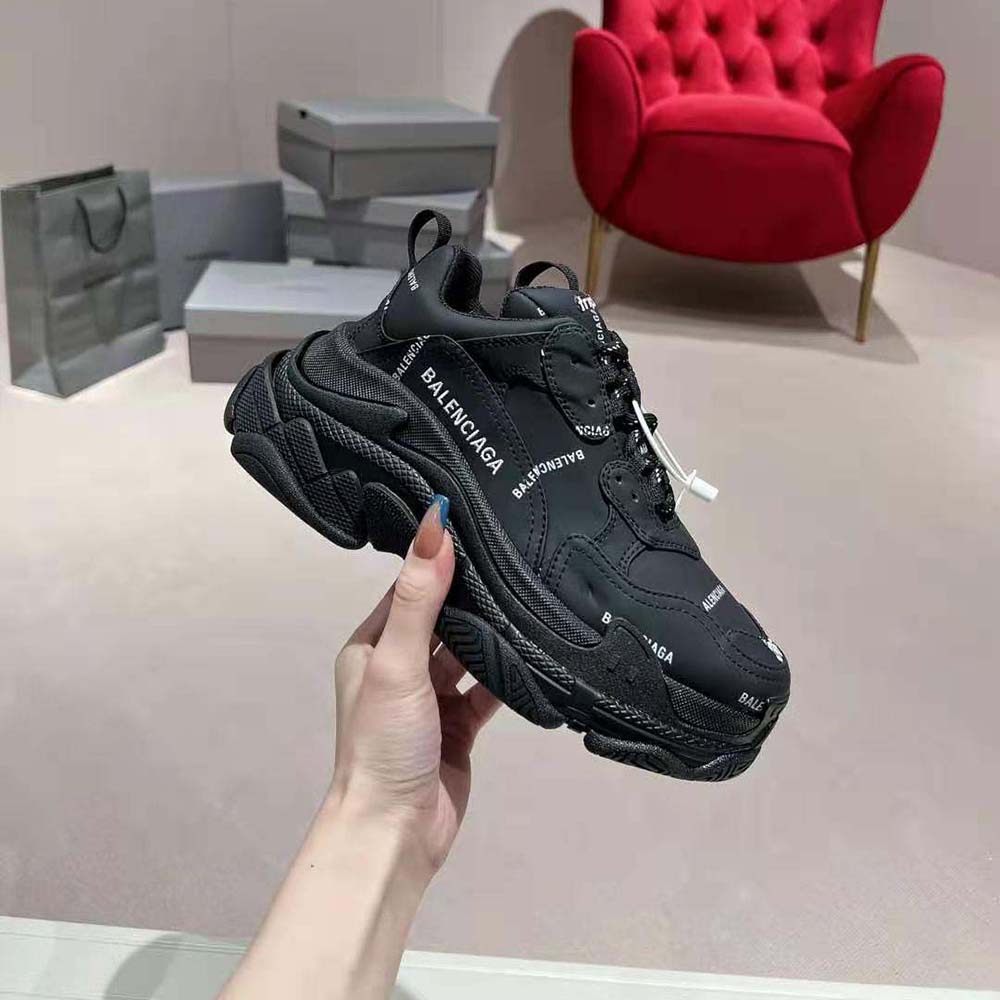 Balenciaga Unisex Triple S Sneaker Allover Logo in Dark Green and BlackTechnical Material - image 5