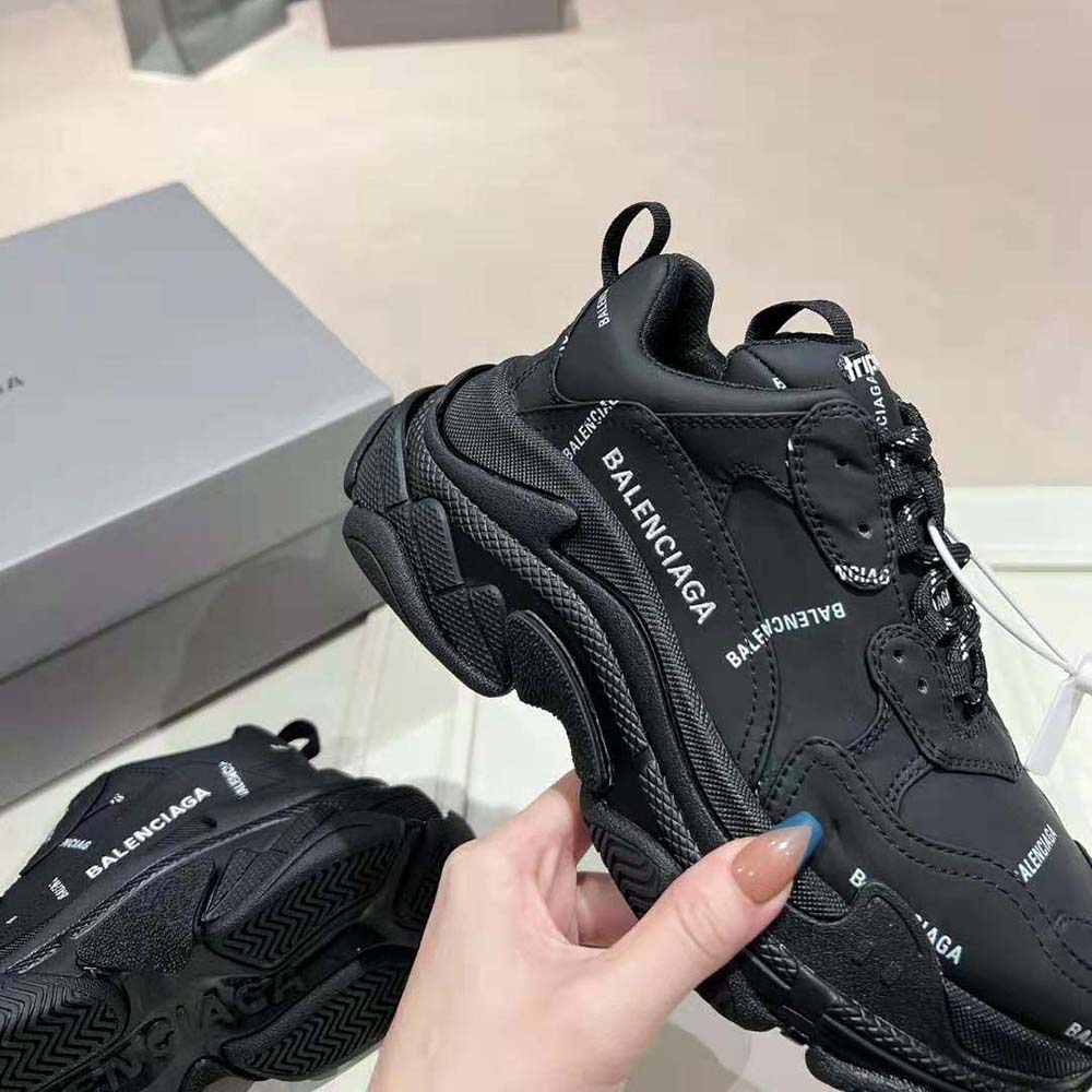 Balenciaga Unisex Triple S Sneaker Allover Logo in Dark Green and BlackTechnical Material - image 7