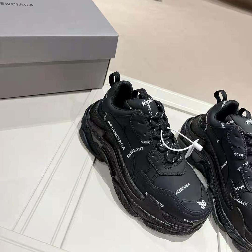 Balenciaga Unisex Triple S Sneaker Allover Logo in Dark Green and BlackTechnical Material - image 6