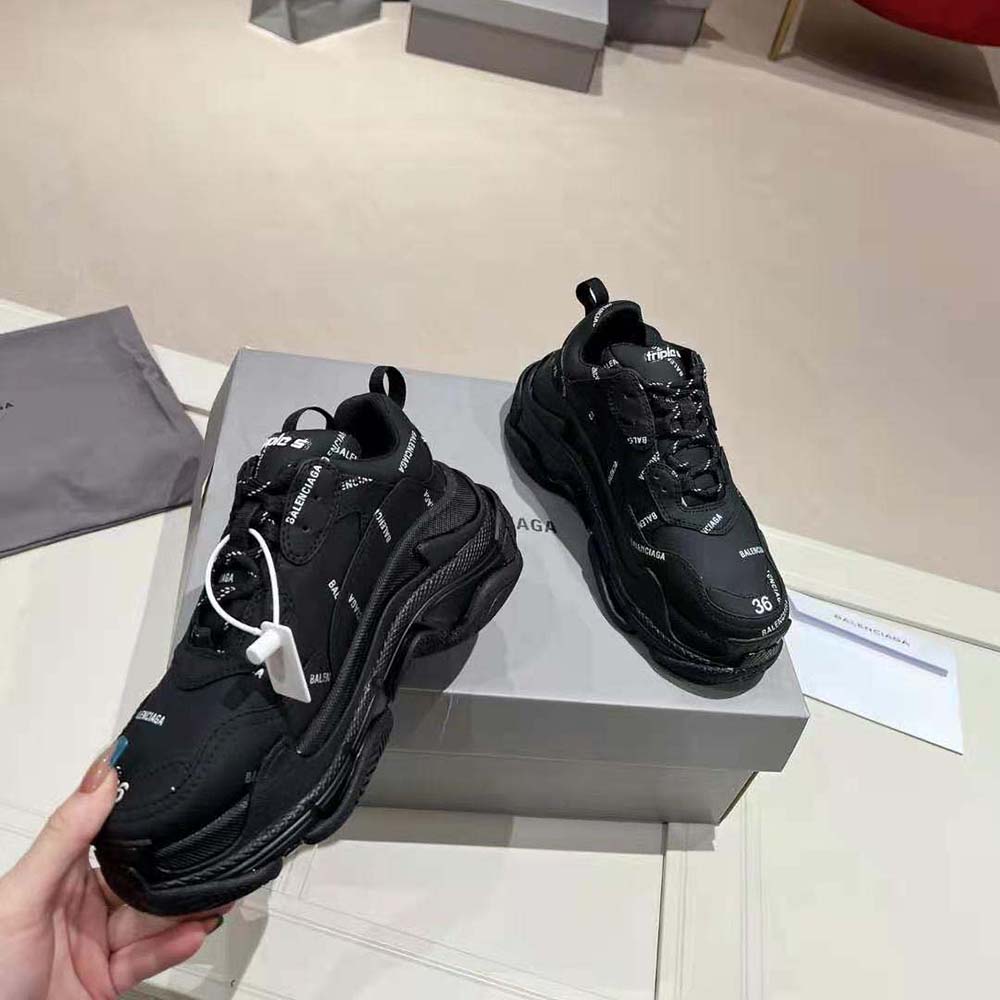 Balenciaga Unisex Triple S Sneaker Allover Logo in Dark Green and BlackTechnical Material - image 4
