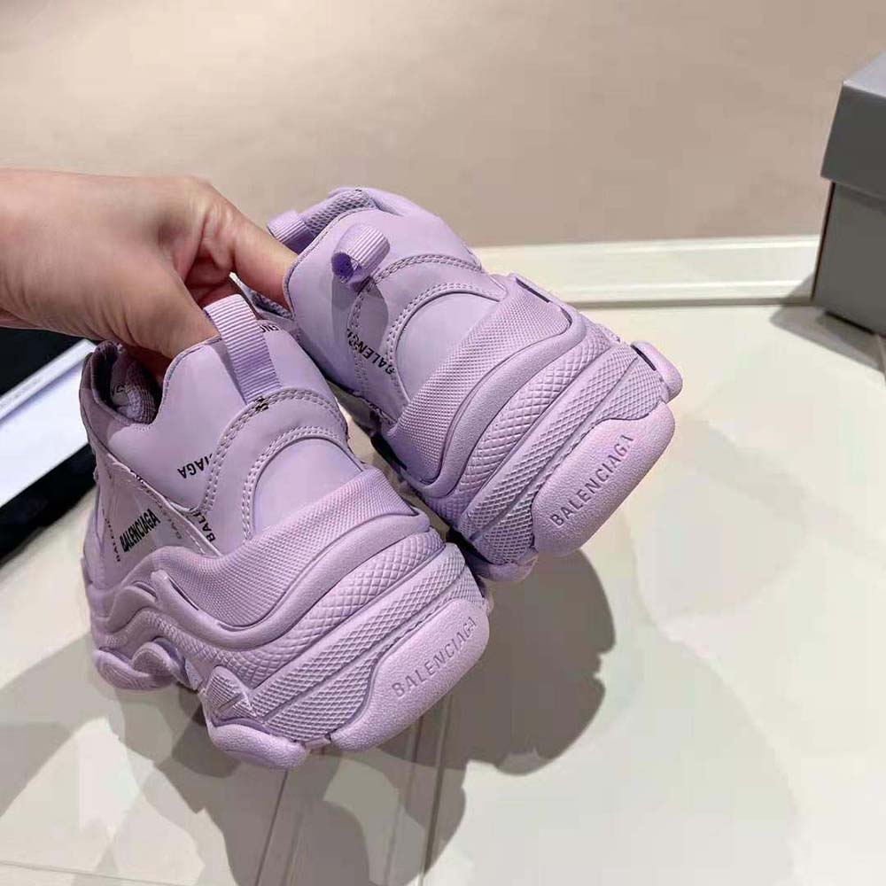 Balenciaga Unisex Triple S Sneaker Allover Logo in Lilac Purple and Black Technical Material - image 9