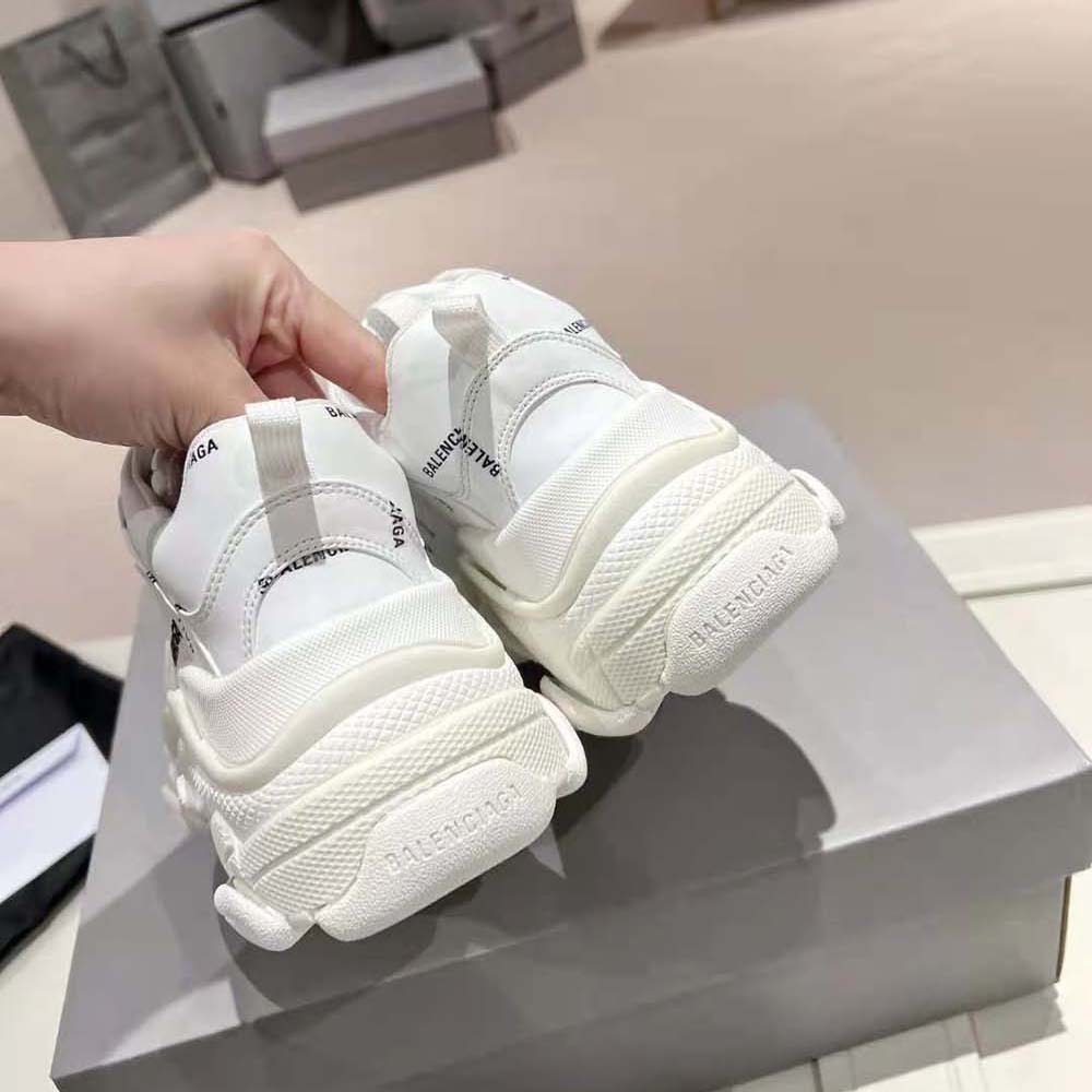 Balenciaga Unisex Triple S Sneaker Allover Logo in White and Black Technical Material - image 9