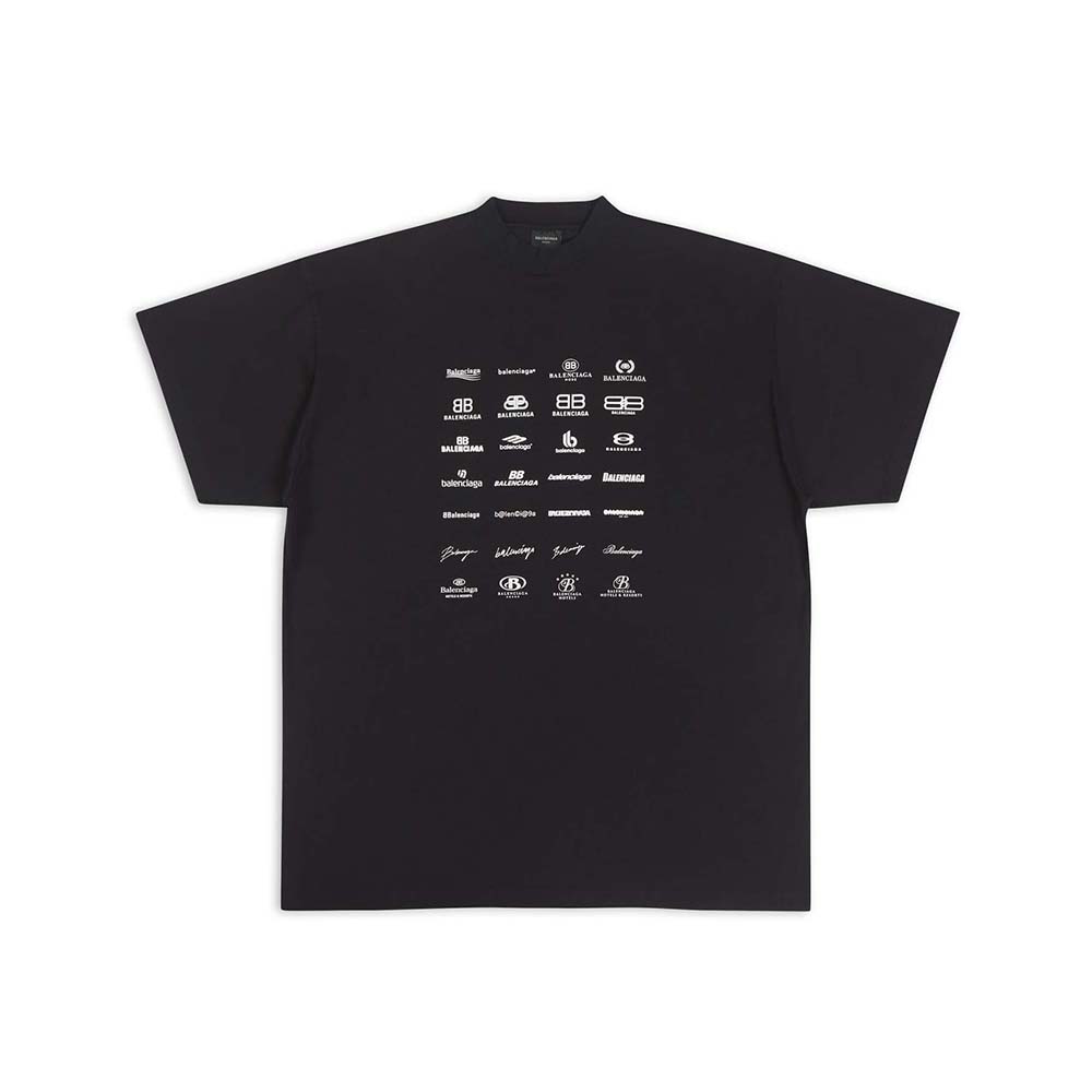 Front view of Balenciaga Men Archives Logos T-shirt Oversized in Light Black
