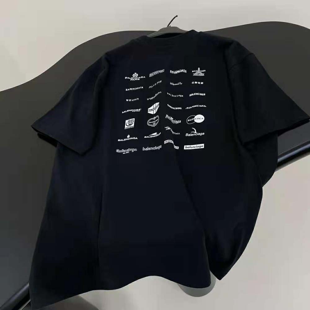 Balenciaga Men Archives Logos T-shirt Oversized in Light Black - image 7