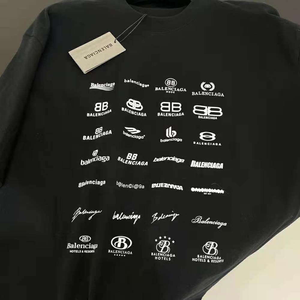Balenciaga Men Archives Logos T-shirt Oversized in Light Black - image 6