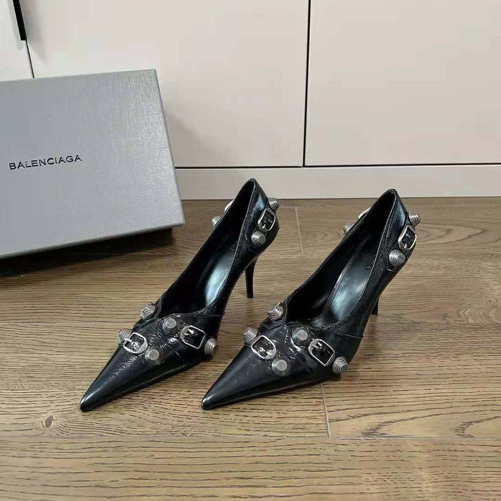 Balenciaga Women Cagole 90mm Pump in Black Arena Lambskin - image 4