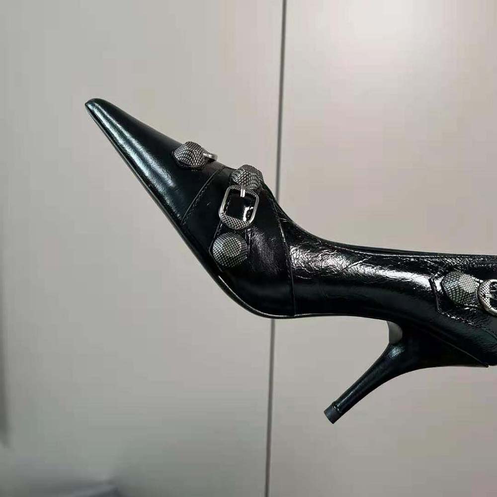 Balenciaga Women Cagole 90mm Pump in Black Arena Lambskin - image 7
