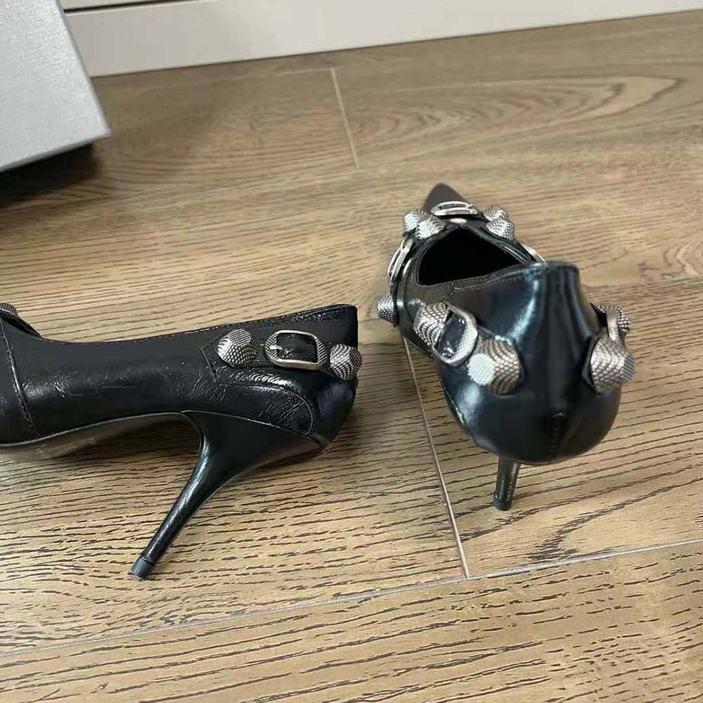 Balenciaga Women Cagole 90mm Pump in Black Arena Lambskin - image 6