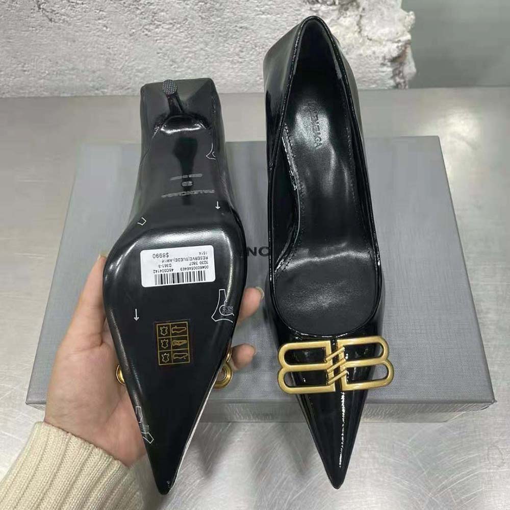 Balenciaga Women Square Knife BB 80mm Pump in Black Shiny Lambskin - image 10