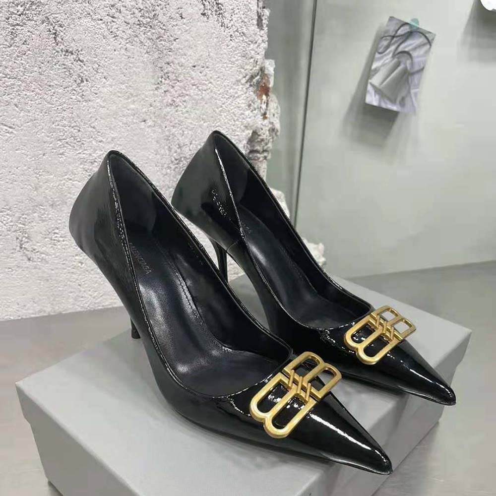 Balenciaga Women Square Knife BB 80mm Pump in Black Shiny Lambskin - image 4