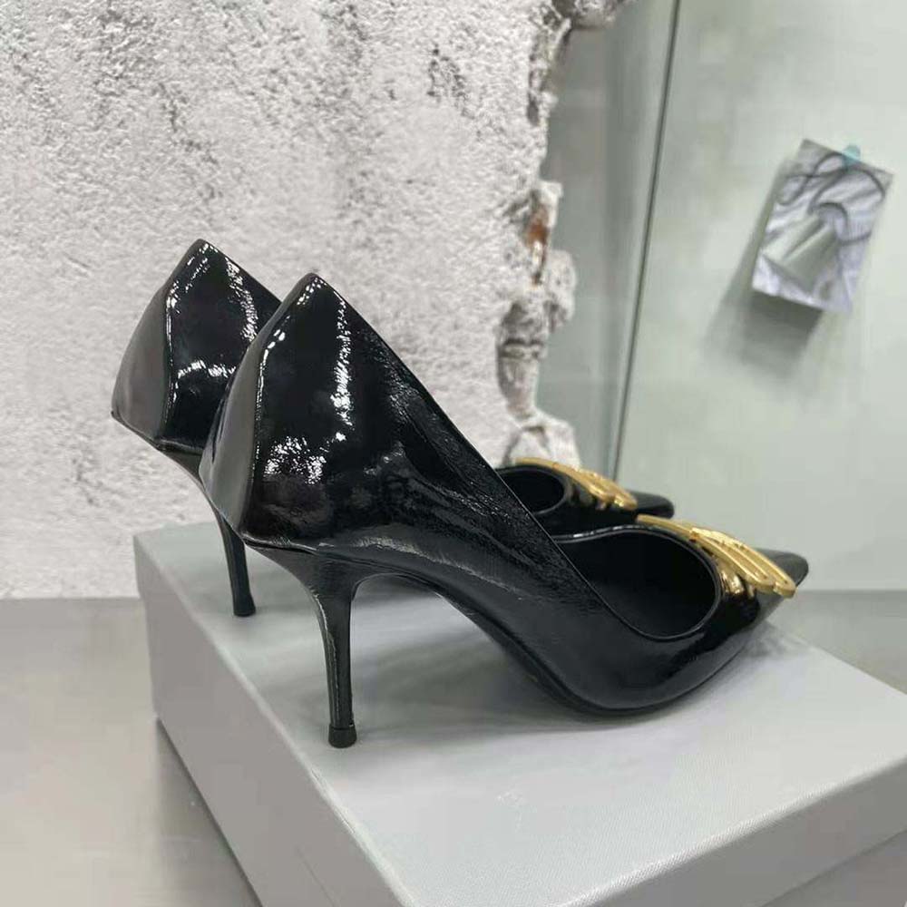 Balenciaga Women Square Knife BB 80mm Pump in Black Shiny Lambskin - image 6