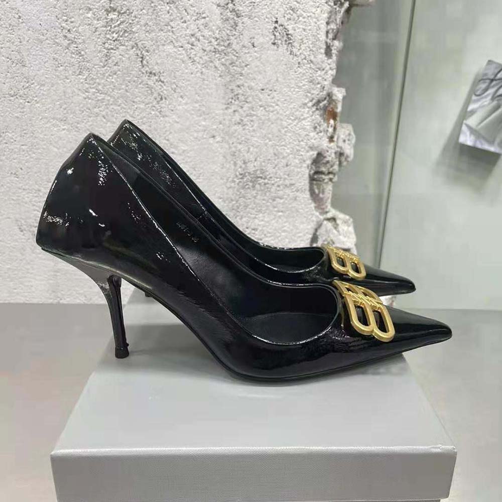 Balenciaga Women Square Knife BB 80mm Pump in Black Shiny Lambskin - image 5