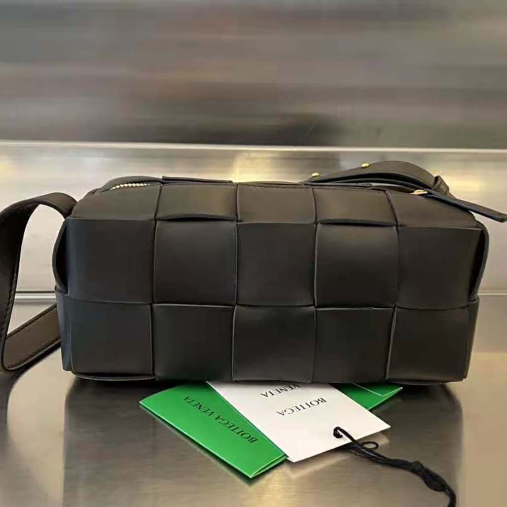 Side profile showing structured silhouette of Bottega Veneta Small Brick Cassette