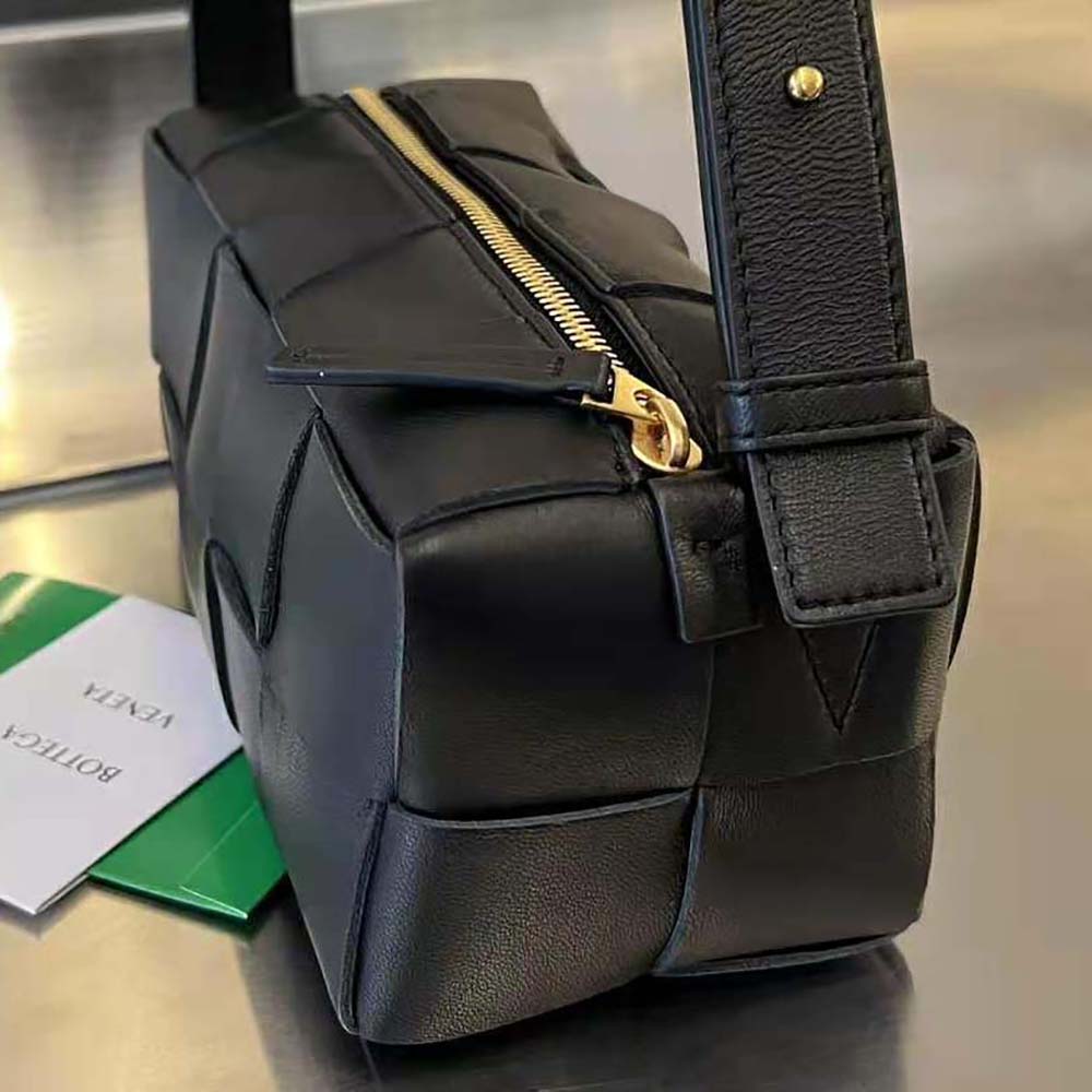 Bottega Veneta Women Small Brick Cassette Intreccio Leather Shoulder Bag-Black - image 6