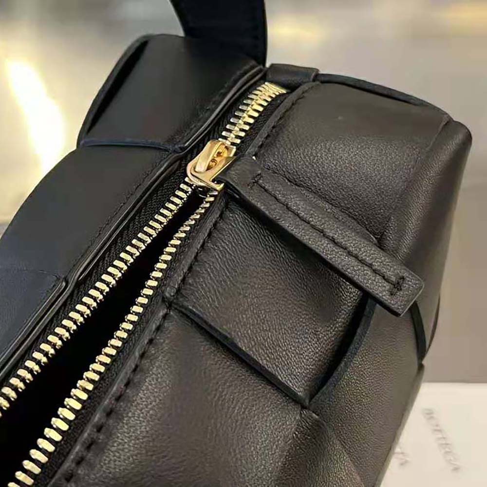 Bottega Veneta Women Small Brick Cassette Intreccio Leather Shoulder Bag-Black - image 7