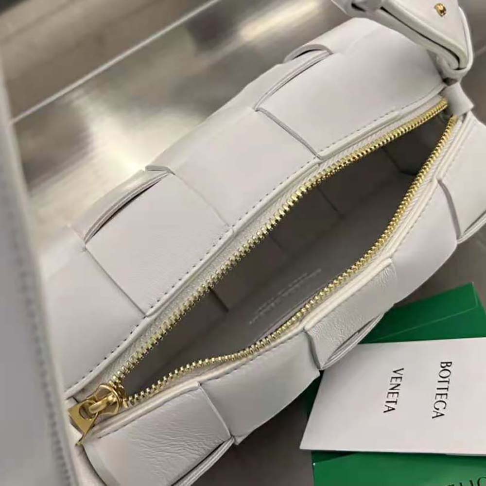 Bottega Veneta Women Small Brick Cassette Intreccio Leather Shoulder Bag-White - image 8