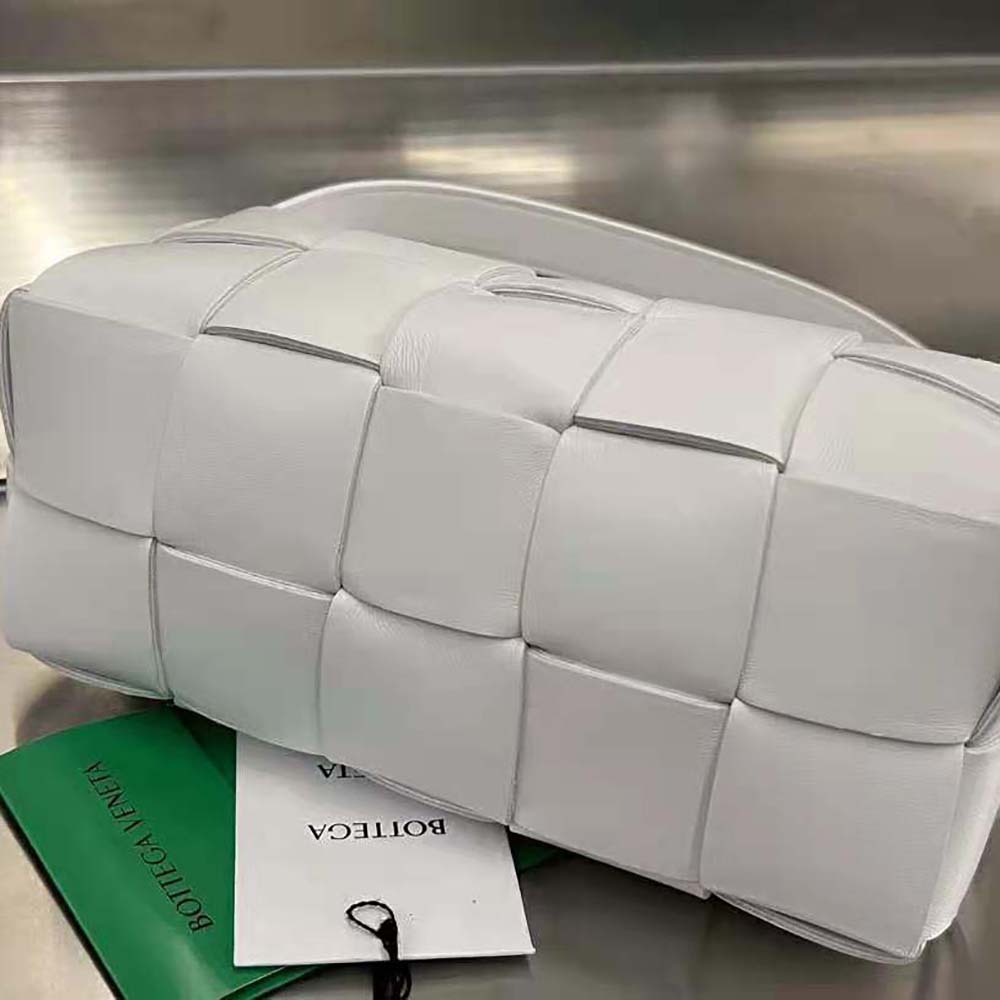 Bottega Veneta Women Small Brick Cassette Intreccio Leather Shoulder Bag-White - image 5
