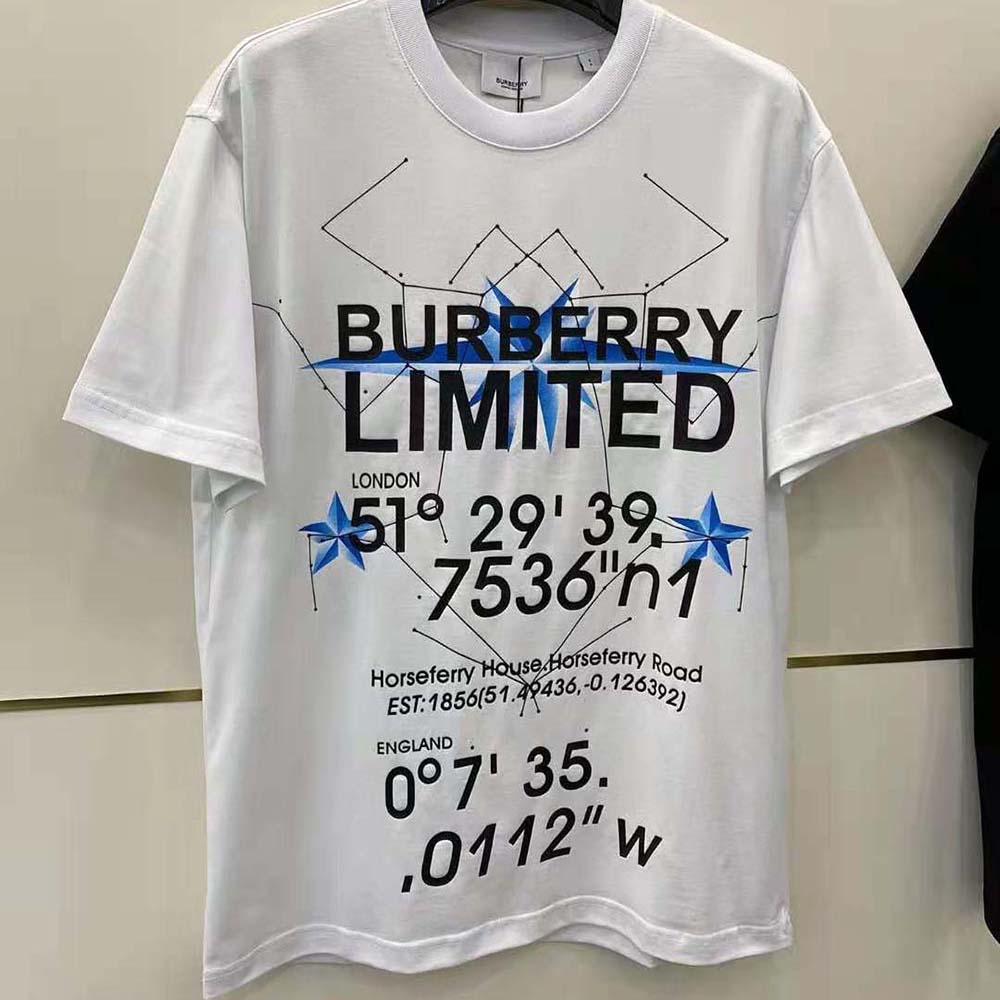 Close-up detail of constellation print on Burberry Women T-shirt