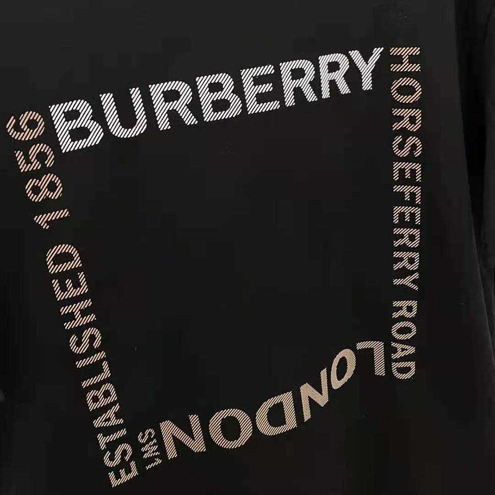 Burberry Women Horseferry Square Print Cotton T-shirt-Black - image 8