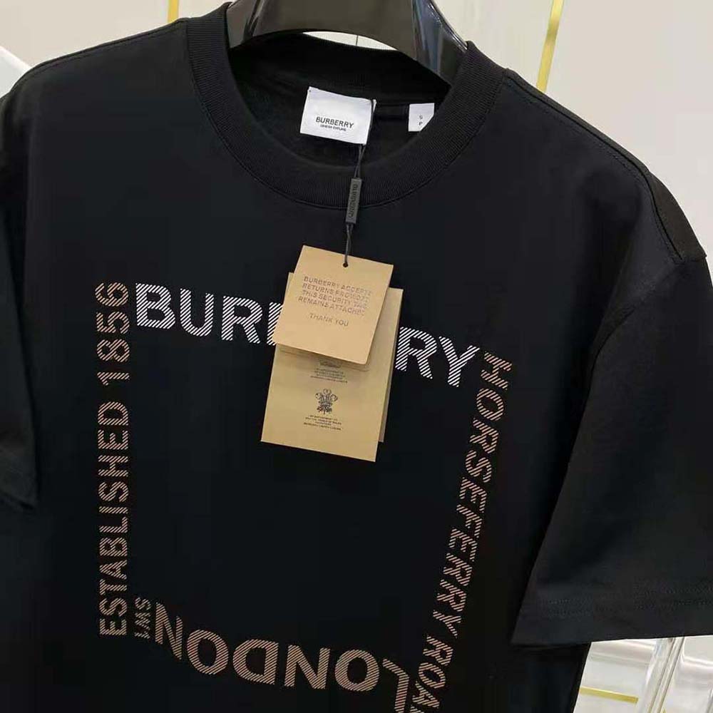 Burberry Women Horseferry Square Print Cotton T-shirt-Black - image 5