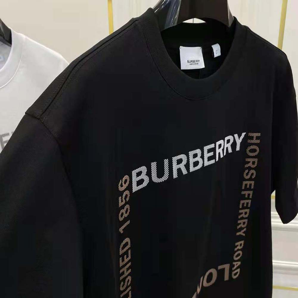Burberry Women Horseferry Square Print Cotton T-shirt-Black - image 6