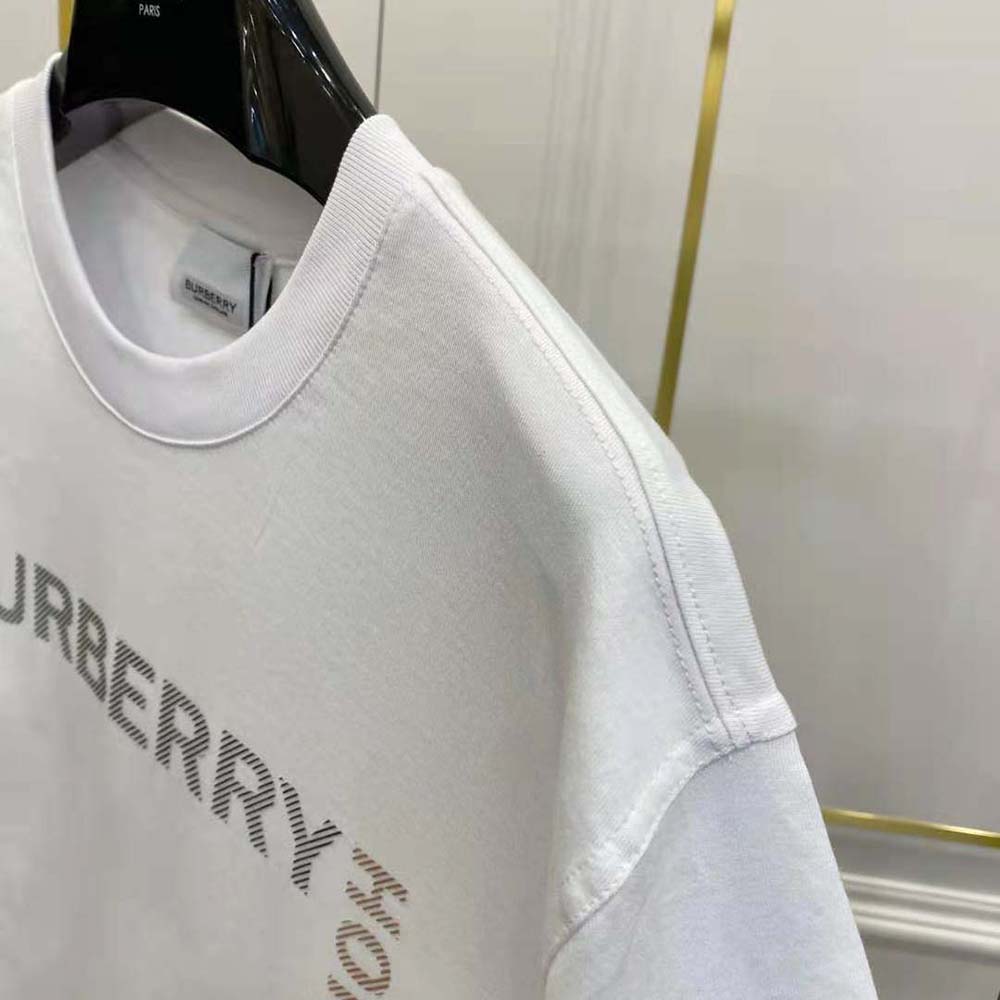 Burberry Women Horseferry Square Print Cotton T-shirt-White - image 5