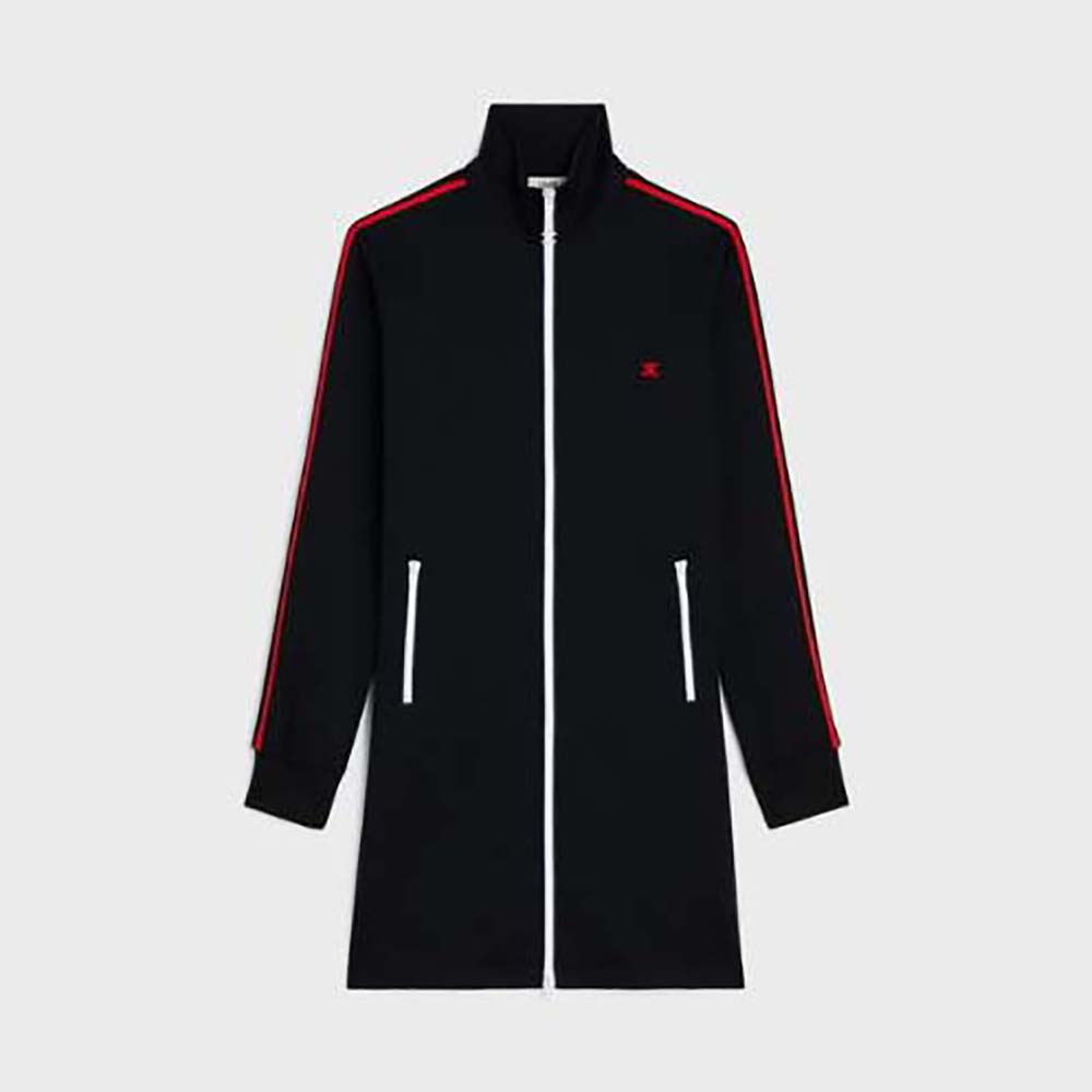 Front view of Celine Women Athletic Dress in Double Face Jersey-Black