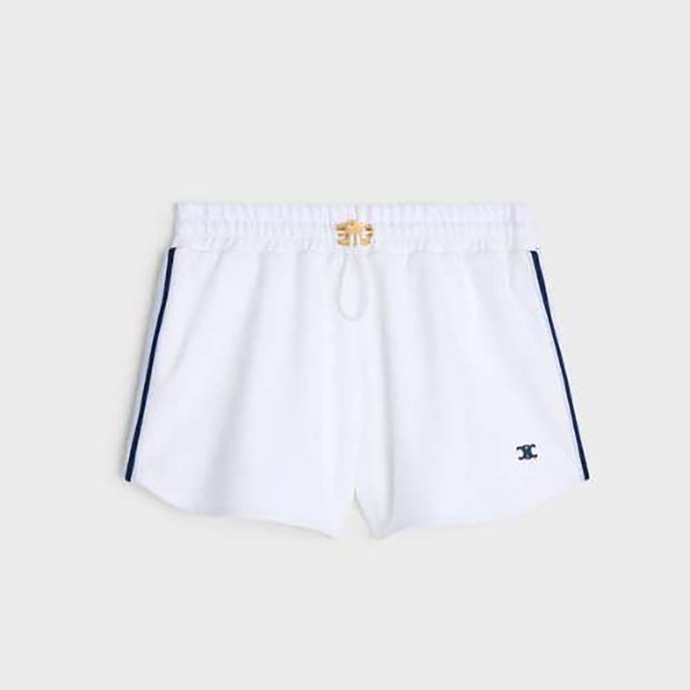 Front view of Celine Women Athletic Shorts in Double Face Jersey-White
