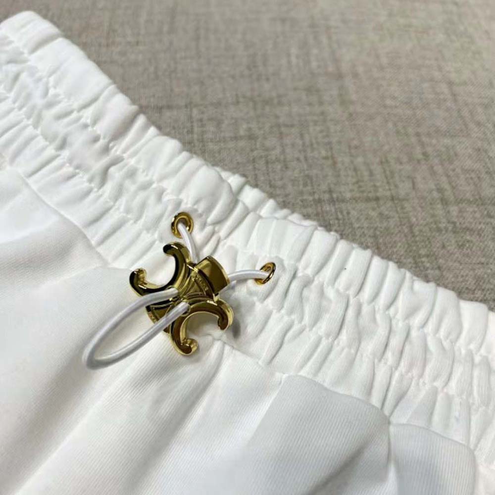 Celine Women Athletic Shorts in Double Face Jersey-White - image 6