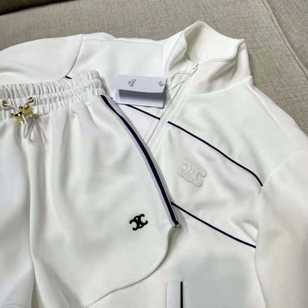 Celine Women Athletic Shorts in Double Face Jersey-White - image 5