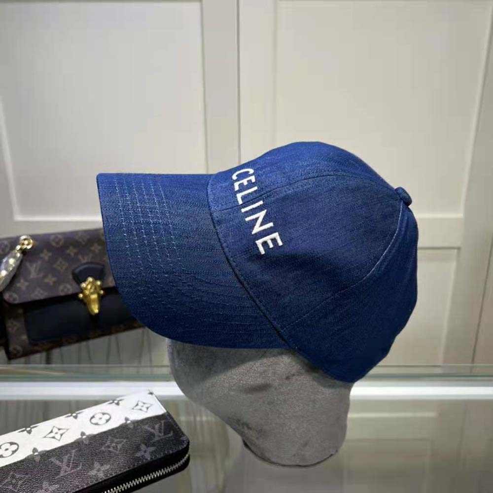Close-up detail of Celine Women Baseball Cap embroidery and fabric texture