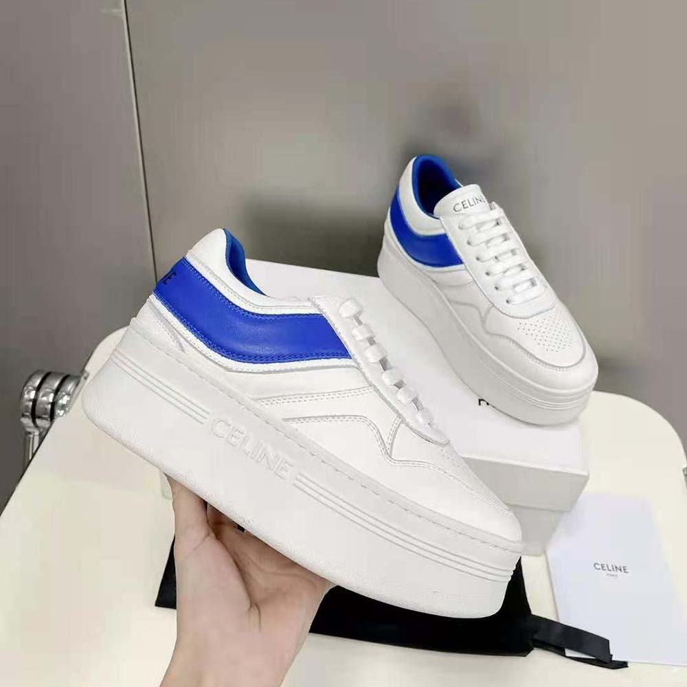 Top view showing lace closure and wedge silhouette of Celine Women Block Sneakers