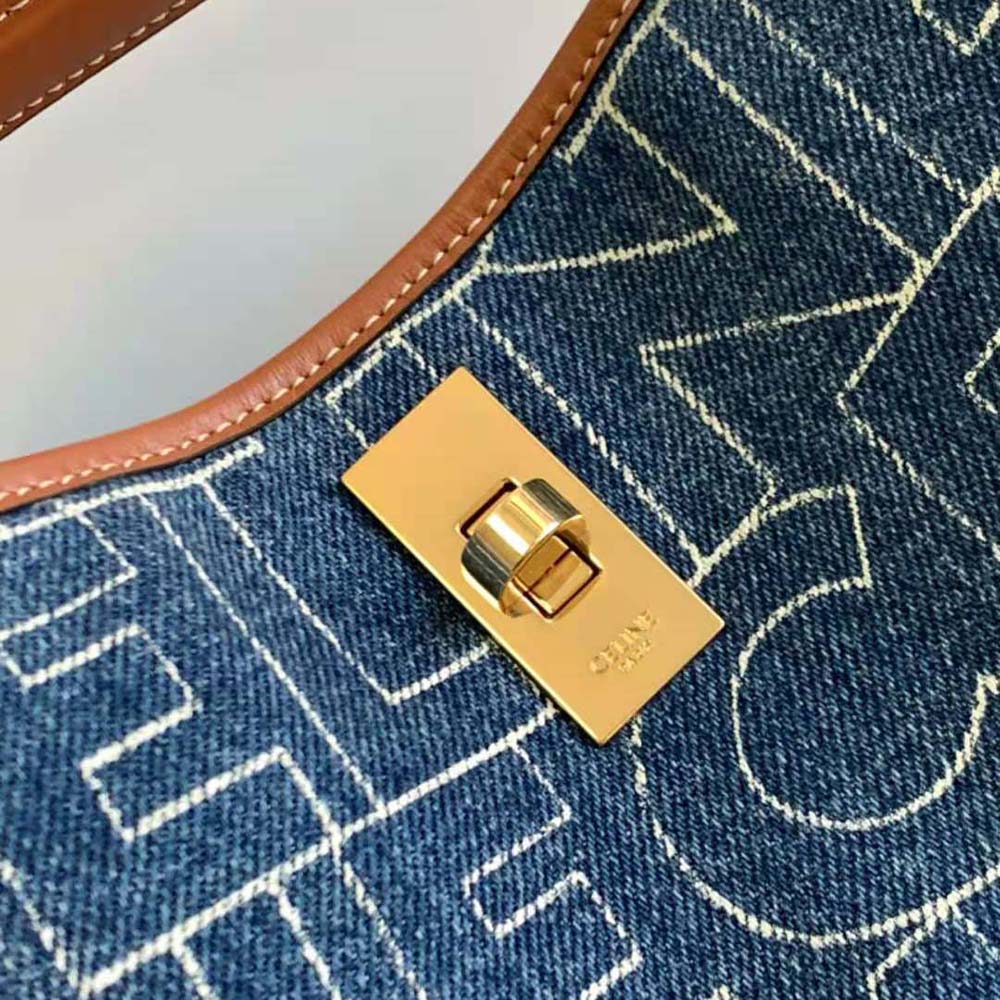 Celine Women Bucket 16 Bag in Denim with Celine All-Over Print-Navy - image 9