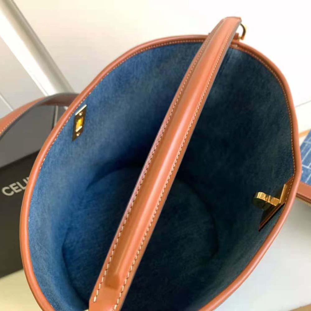Celine Women Bucket 16 Bag in Denim with Celine All-Over Print-Navy - image 6