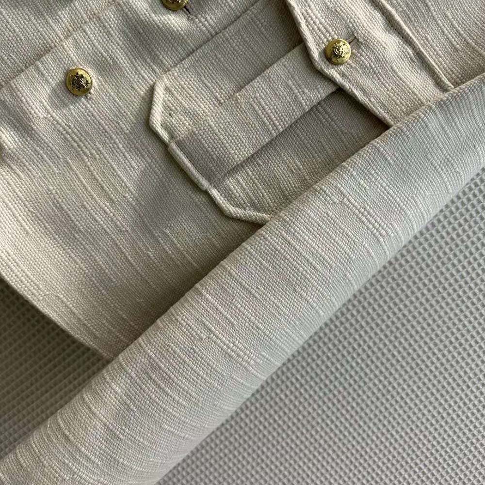 Celine Women Cropped Military Jacket in Silk Rush-Beige - image 7