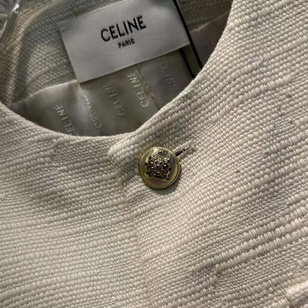 Celine Women Cropped Military Jacket in Silk Rush-Beige - image 8