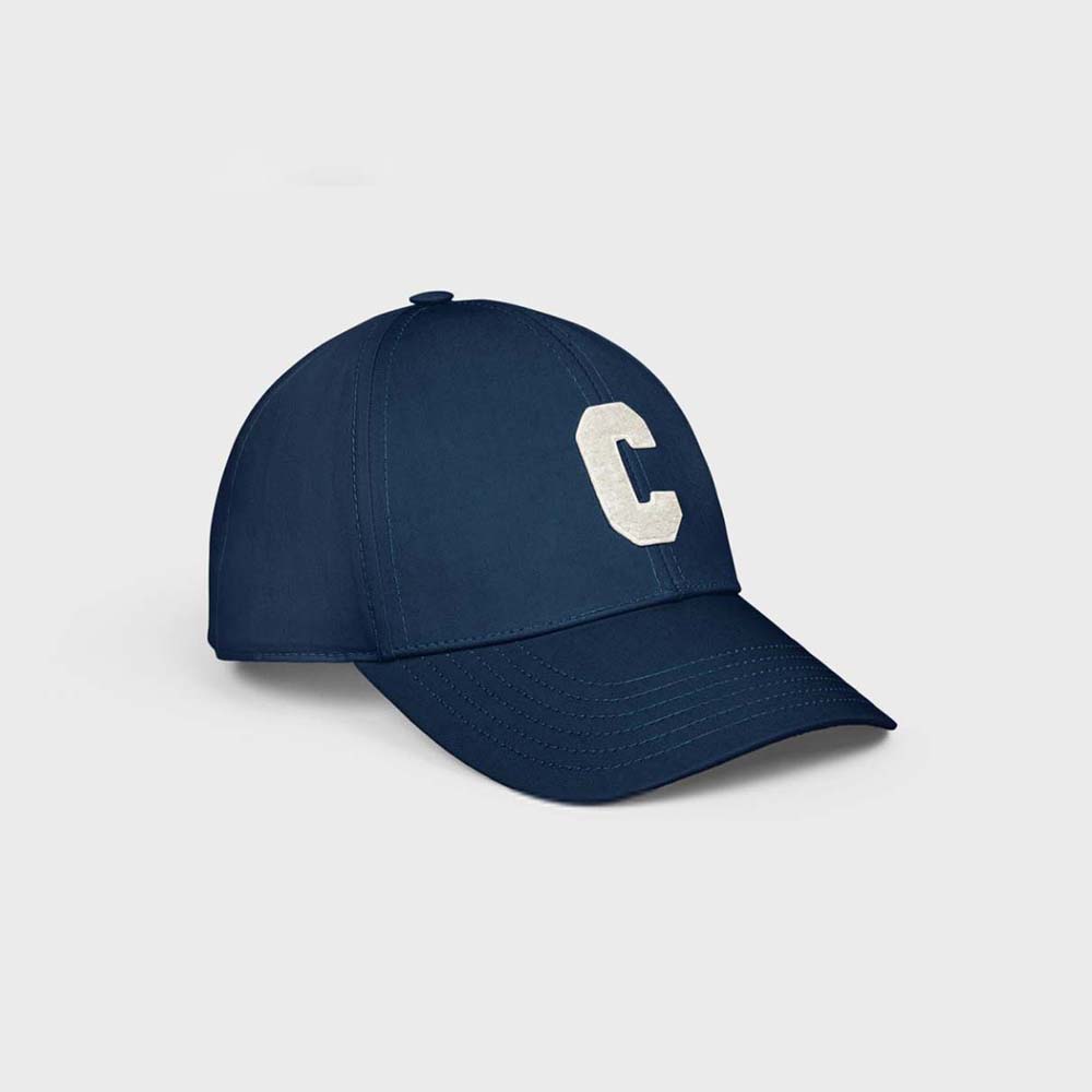 Front view of Celine Women Initial Baseball Cap in Cotton-Navy