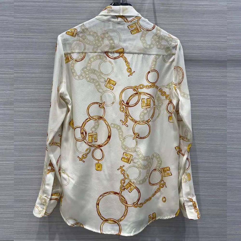 Side angle showing silhouette of Celine Women Lavallière Shirt