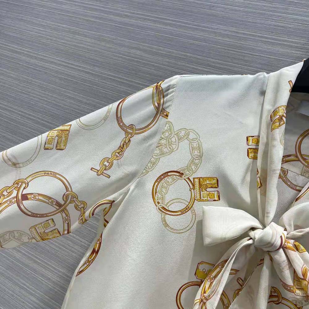 Celine Women Lavallière Shirt in Crepe De Chine-Brown - image 5
