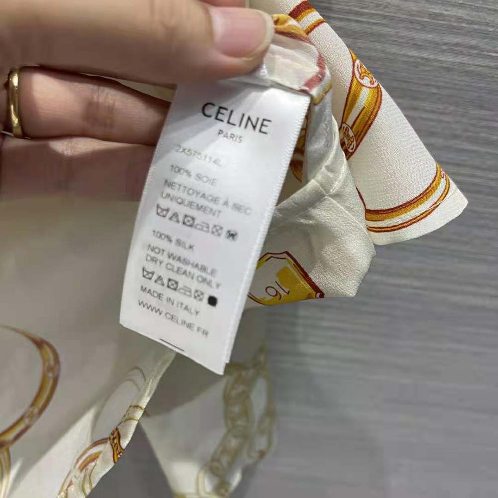 Celine Women Lavallière Shirt in Crepe De Chine-Brown - image 10