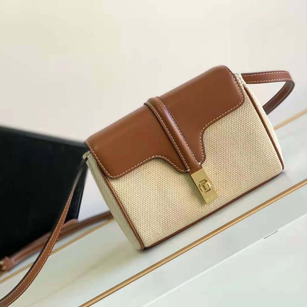 Close-up of gold hardware and magnetic closure on Celine Women Mini Soft 16